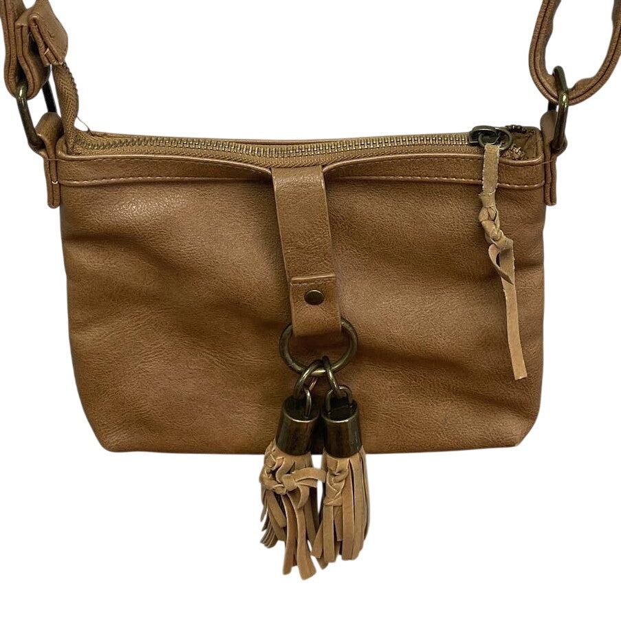 Small Faux Leather Crossbody Braided Fringe Adjustable Strap Handbag Purse