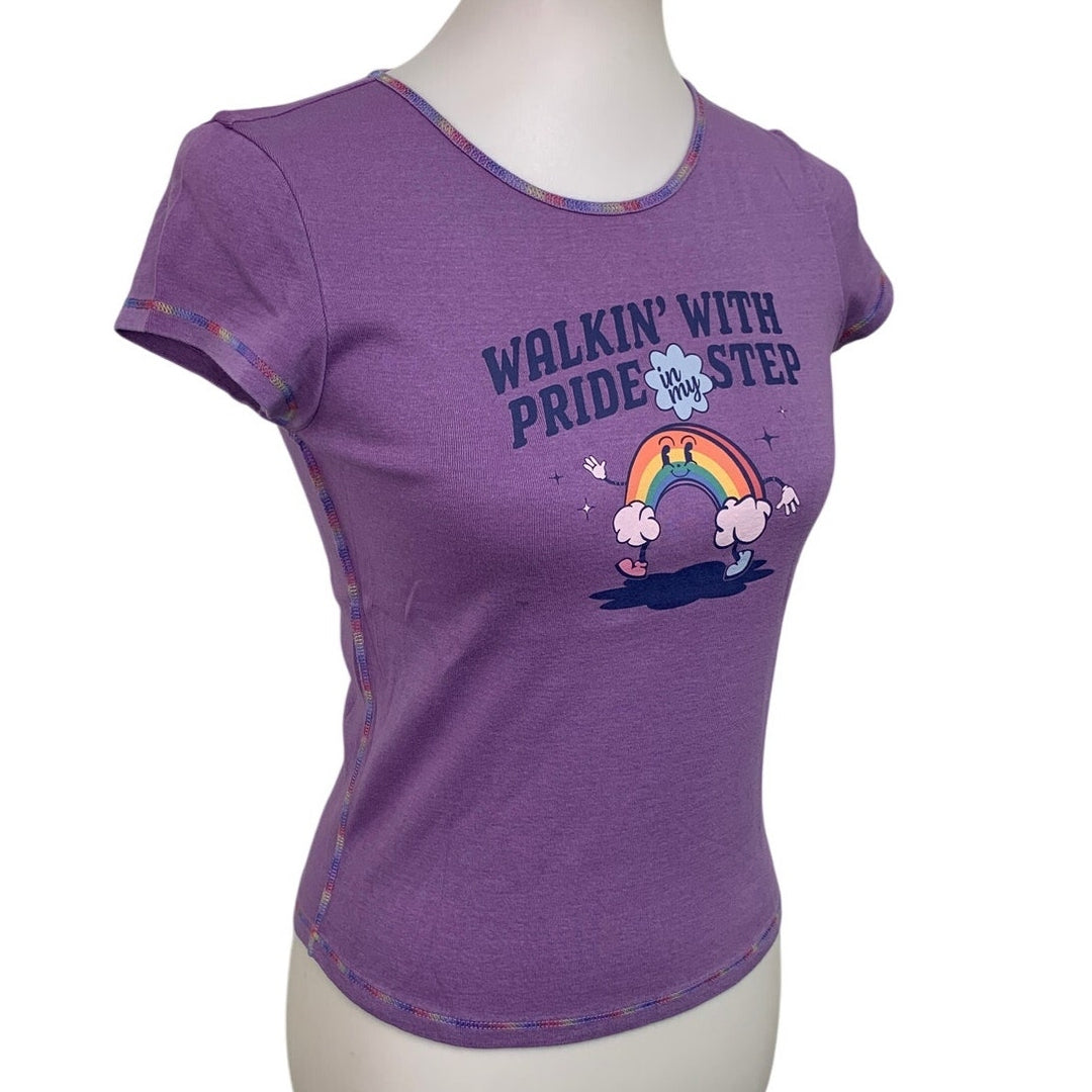New American Eagle Womens Medium Walkin With Pride In My Step Tee Shirt Top