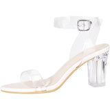 ZriEy Womens Size 8.5 Clear Ankle Strap 3" Chunky Block Heels Wedding Shoes