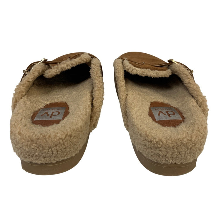 DV by Dolce Vita Womens Size 11 Cognac Brown Sherpa Lined Slide On Clog Shoes