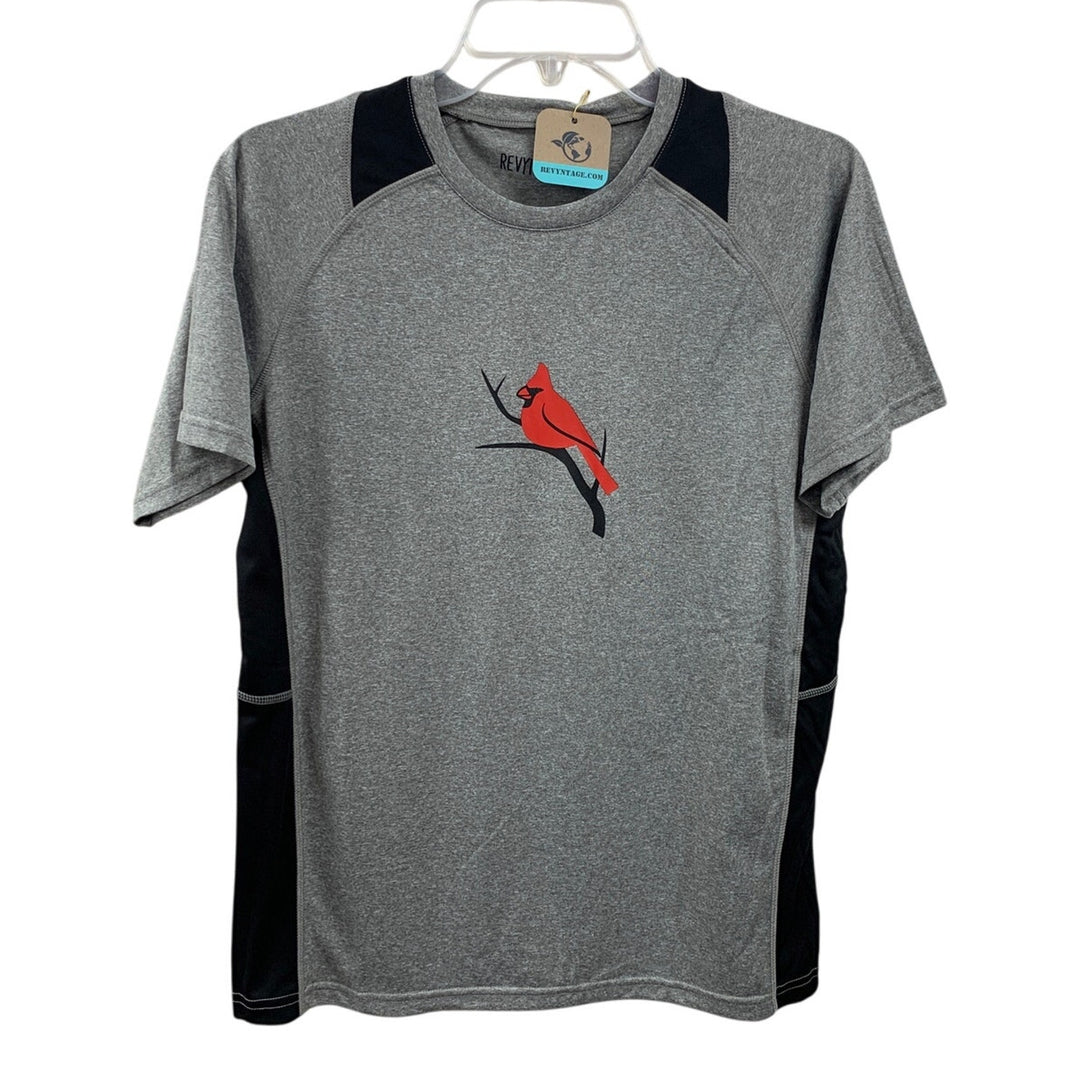 New Hand Printed Youth Boys Medium Red Cardinal Bird Short Sleeve Tee Shirt
