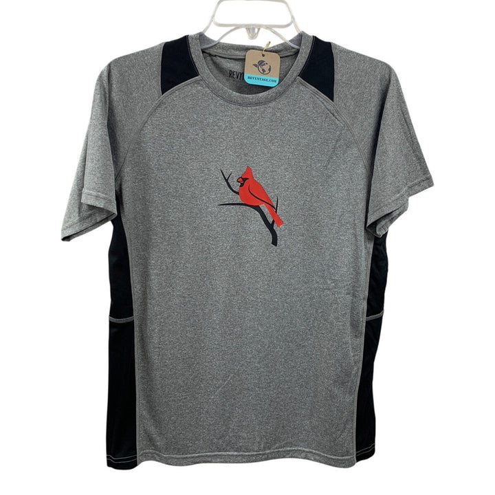 New Hand Printed Youth Boys Medium Red Cardinal Bird Short Sleeve Tee Shirt