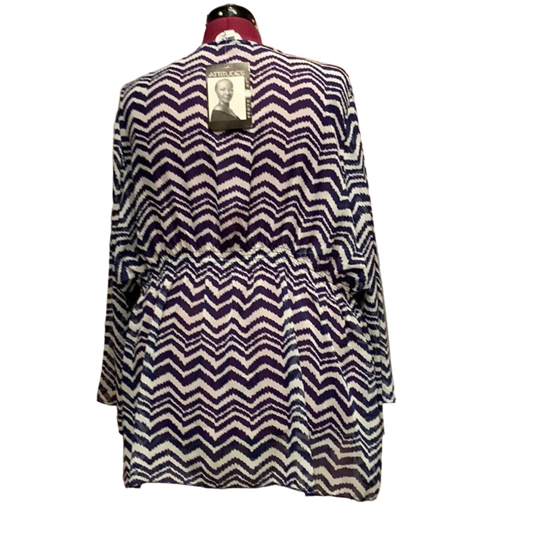 New Attitudes by Renee 3X Long Sleeve Beaded Sheer Flowy Polyester Top Blouse