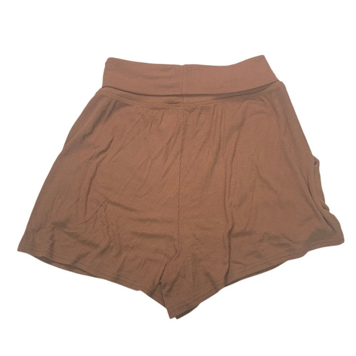 New Aerie Womens Small Foldover Waist Stretchy Ribbed Brown Shorts