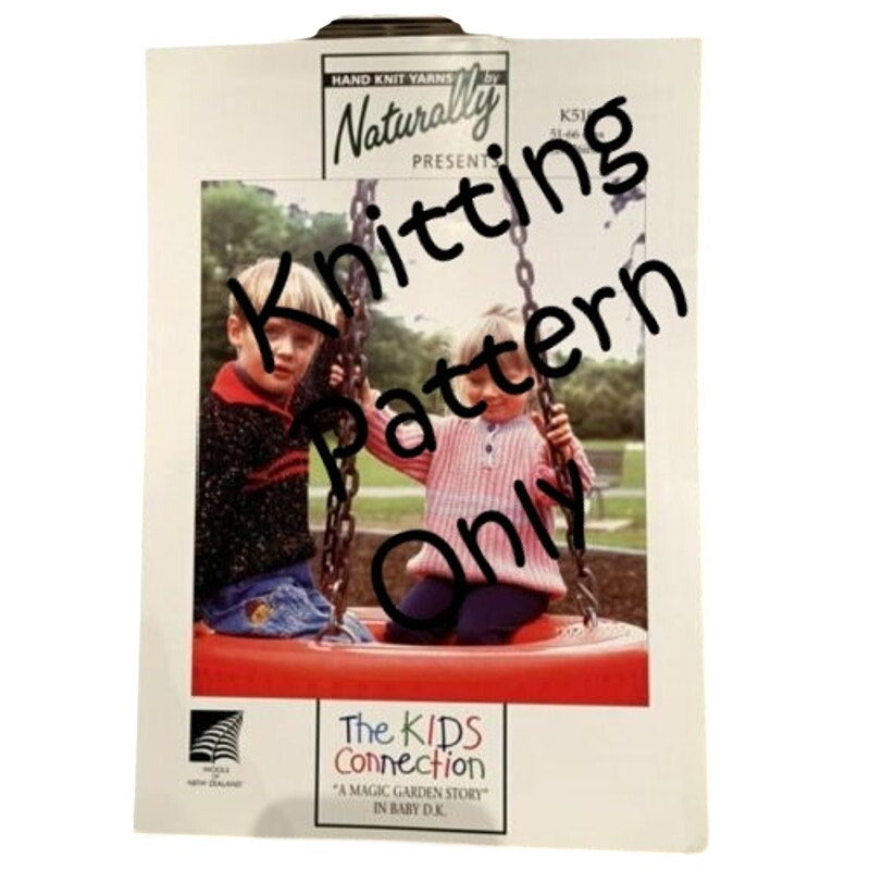 New Hand Knit Yarns by Naturally K510 Child Rib Sweater Collar Knitting Pattern