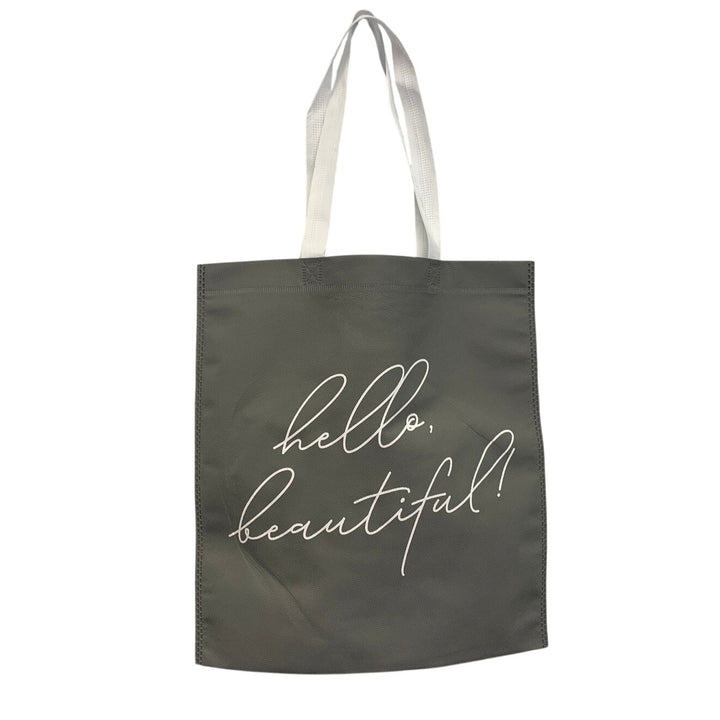 New Upcycled Hand Printed Floral Dragonfly Hello Beautiful Shopper Tote Bag