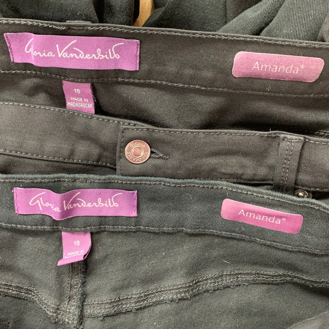 Lot of 2 Gloria Vanderbilt Womens Size 18 Amanda Black Denim Jeans Jeggings
