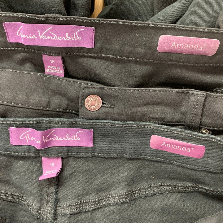 Lot of 2 Gloria Vanderbilt Womens Size 18 Amanda Black Denim Jeans Jeggings