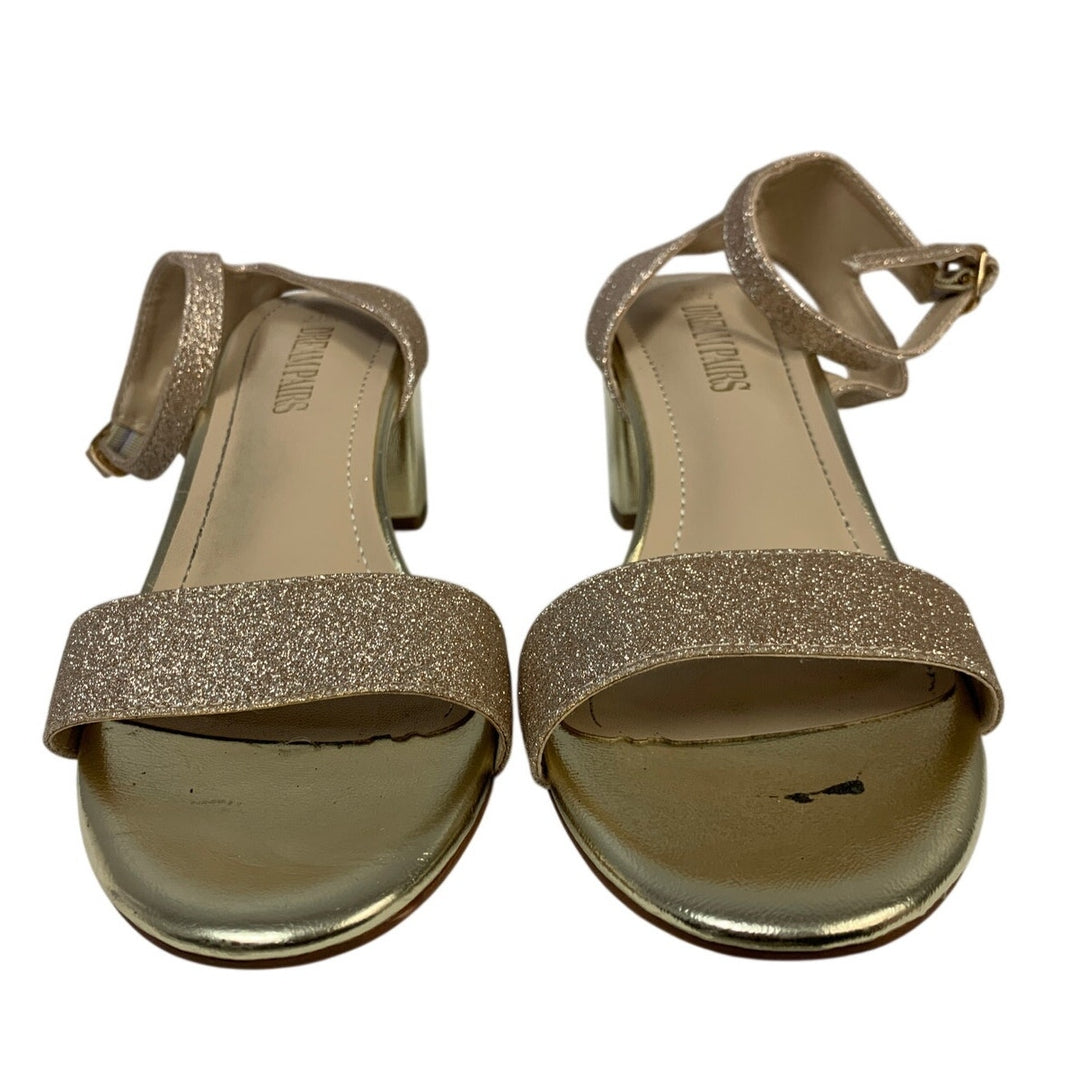 Dream Pairs Womens Size 9 Gold Glitter 2.5" Heel Round Toe Ankle Strap Shoes