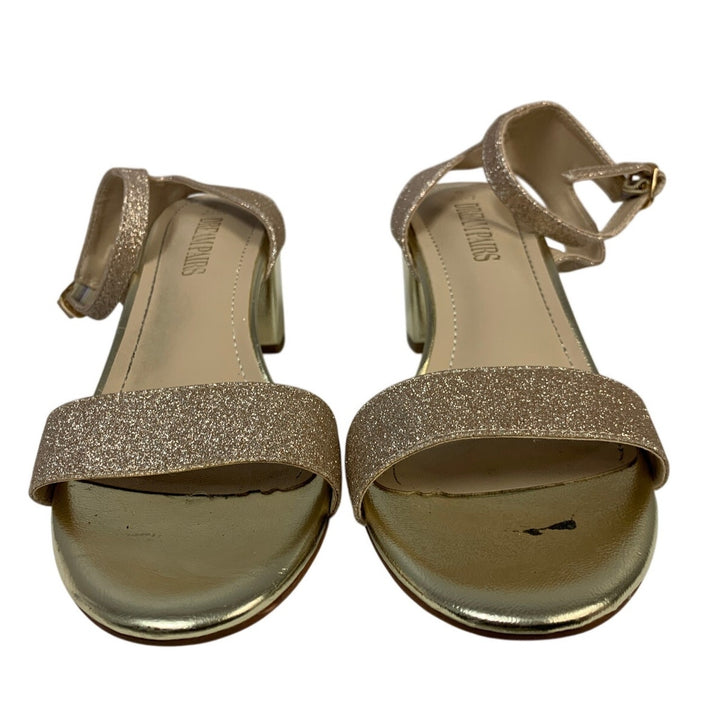 Dream Pairs Womens Size 9 Gold Glitter 2.5" Heel Round Toe Ankle Strap Shoes