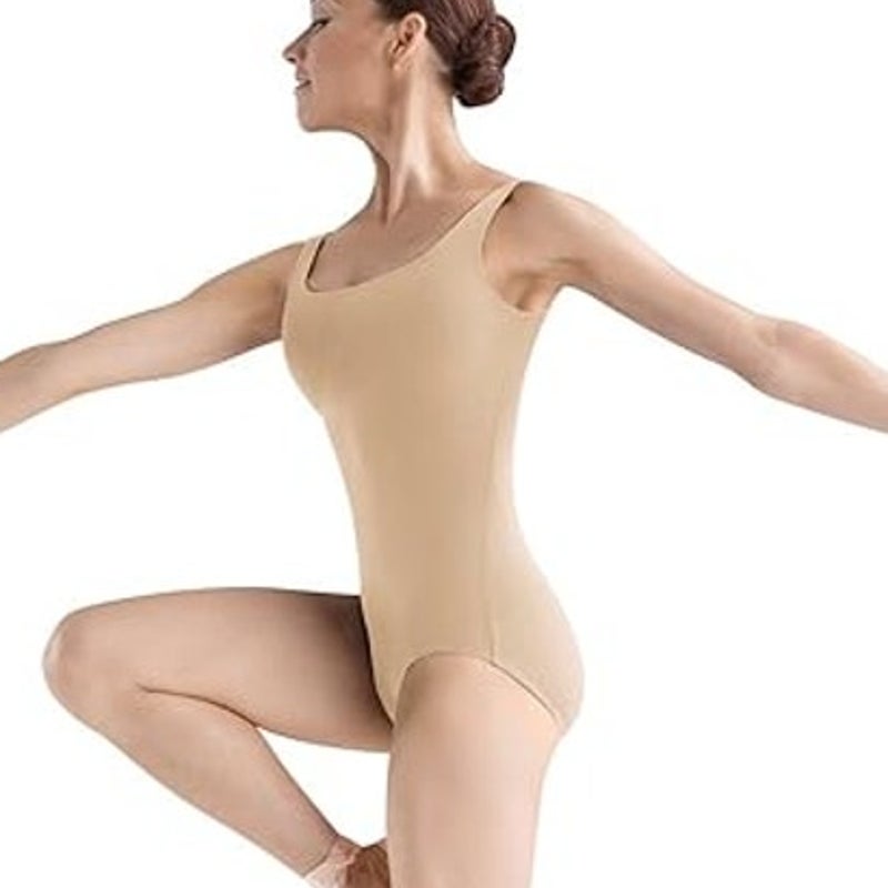 New BLOCH Dance Womens Medium Tan Faire Microlux Tank Dancing Gymnastics Leotard