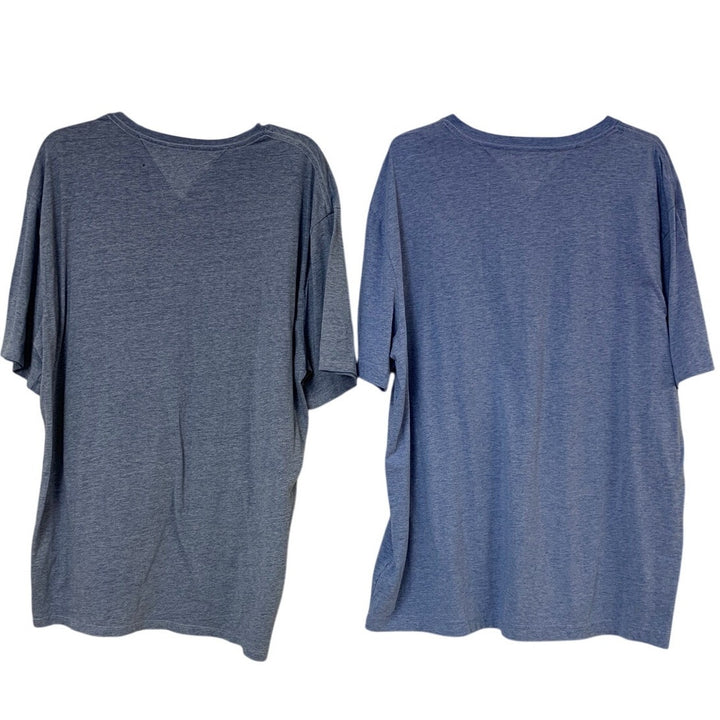 Lot of 2 Tommy Hilfiger Mens XXL Blue Heathered Short Sleeve V Neck Tee Shirts