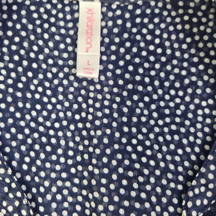 Xhilaration Womens Large Sleeveless Polka Dot Lined Polyester A-Line Dress
