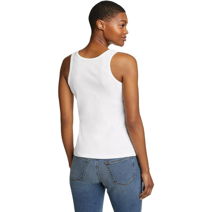 New Eddie Bauer Womens White Sleeveless Favorite PolyCotton Scoop Neck Tank Top