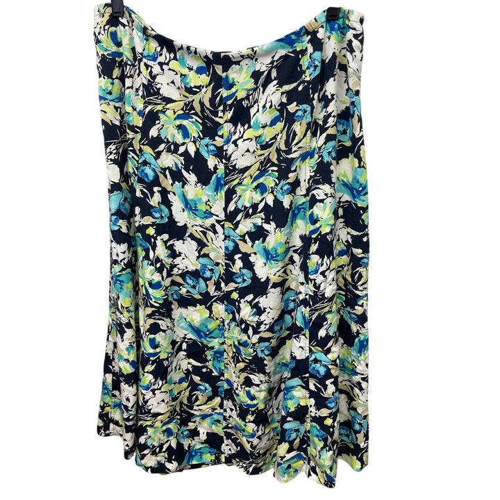 Christopher &amp; Banks Womens Size 16 Side Zip 100% Rayon Floral Midi A-Line Skirt