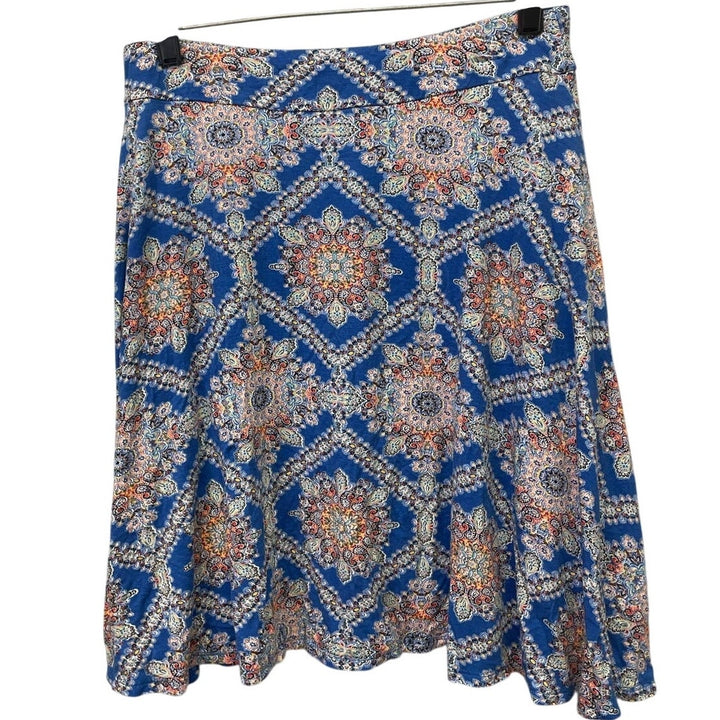 Renee C Medium Short Floral Mandala Flowy Rayon Blend A-Line Skirt Made In USA