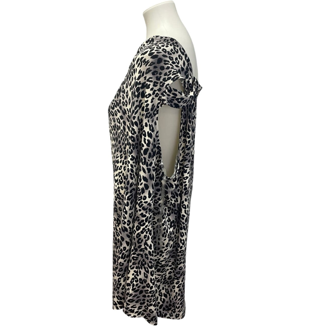 Nine West Womens Plus Size 3X Scoop Front Sleeveless Polyester Blend Leopard Top