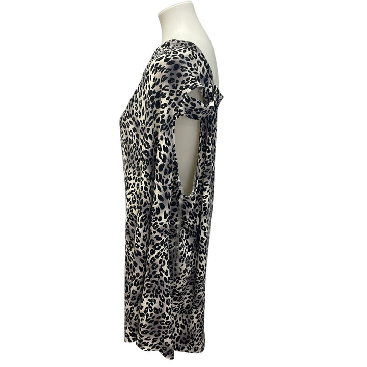 Nine West Womens Plus Size 3X Scoop Front Sleeveless Polyester Blend Leopard Top