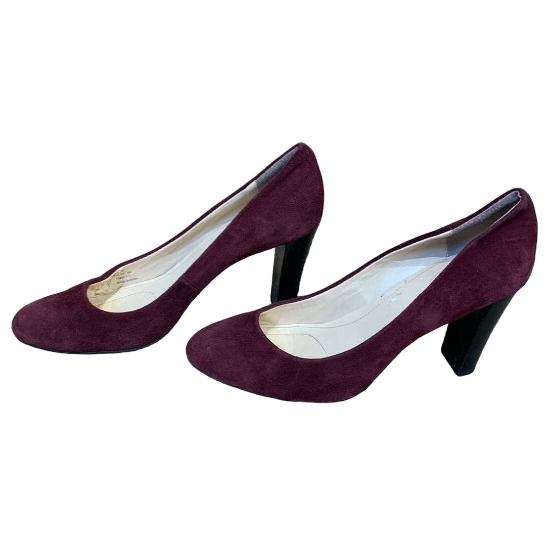 Calvin Klein US 8 Burgundy Red Wine Faux Suede High Heel Pumps Shoes