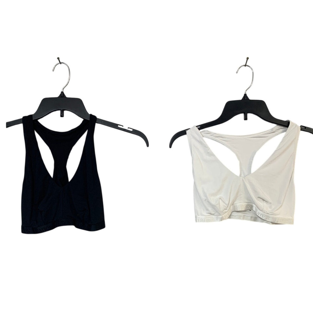Lot of 2 Hanes Womens Large Black White Unlined Wire Free Racerback Bralette
