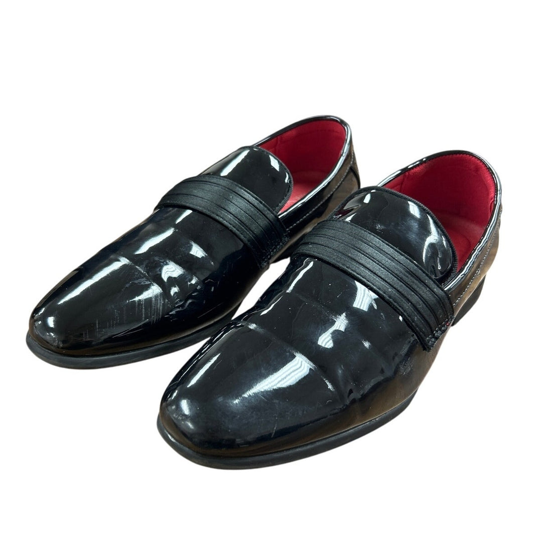 Bruno Marc Boys Size 6 Shiny Black Slip On Loafers Formal Low Heel Tuxedo Shoes