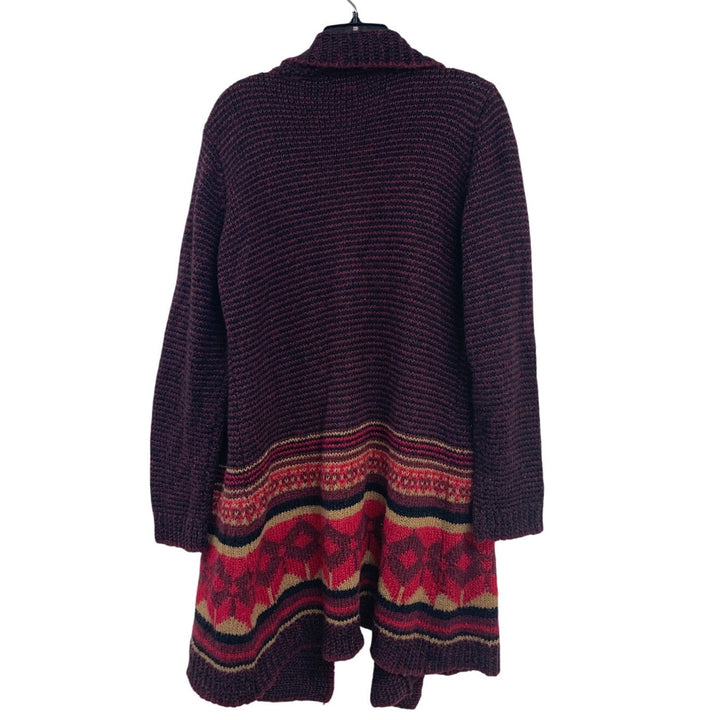 Questions Womens XL Long Sleeve Striped Open Front Knit Long Cardigan Sweater