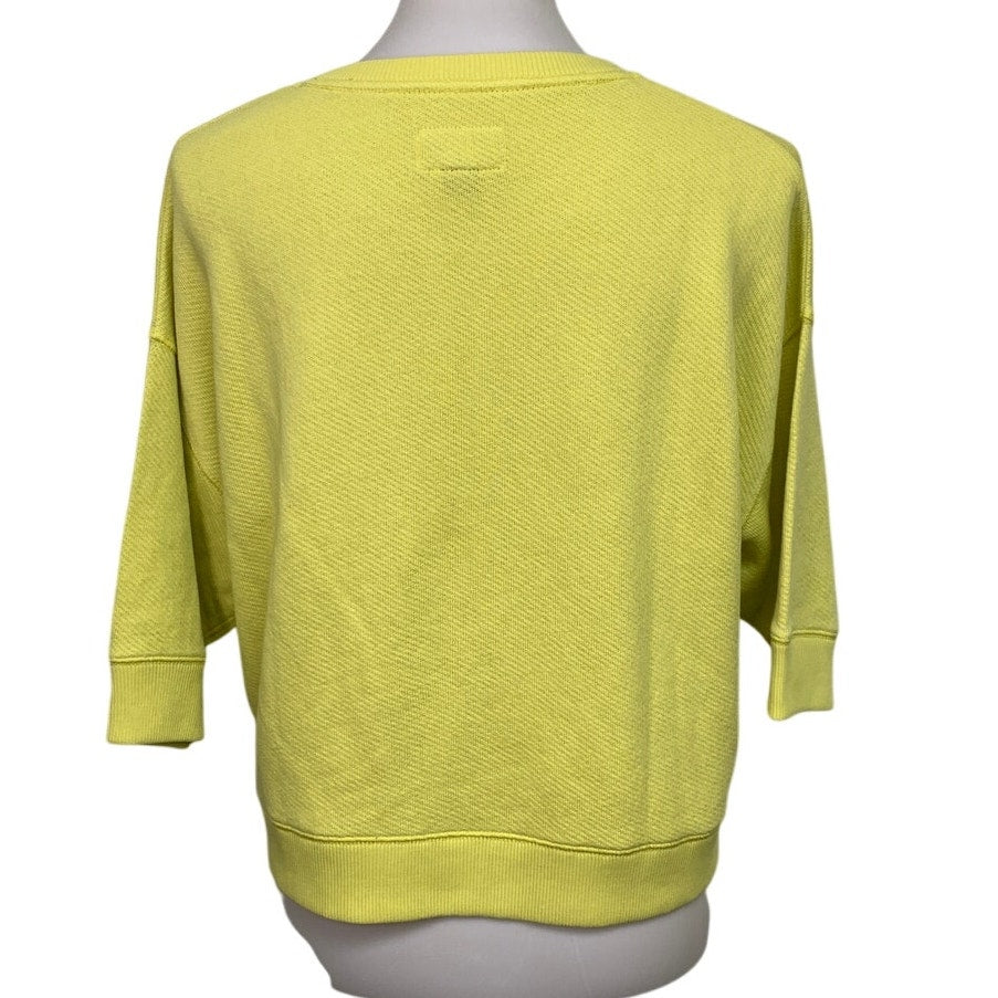 New American Eagle Womens Medium Half Sleeve Henley Cropped Knit Shirt