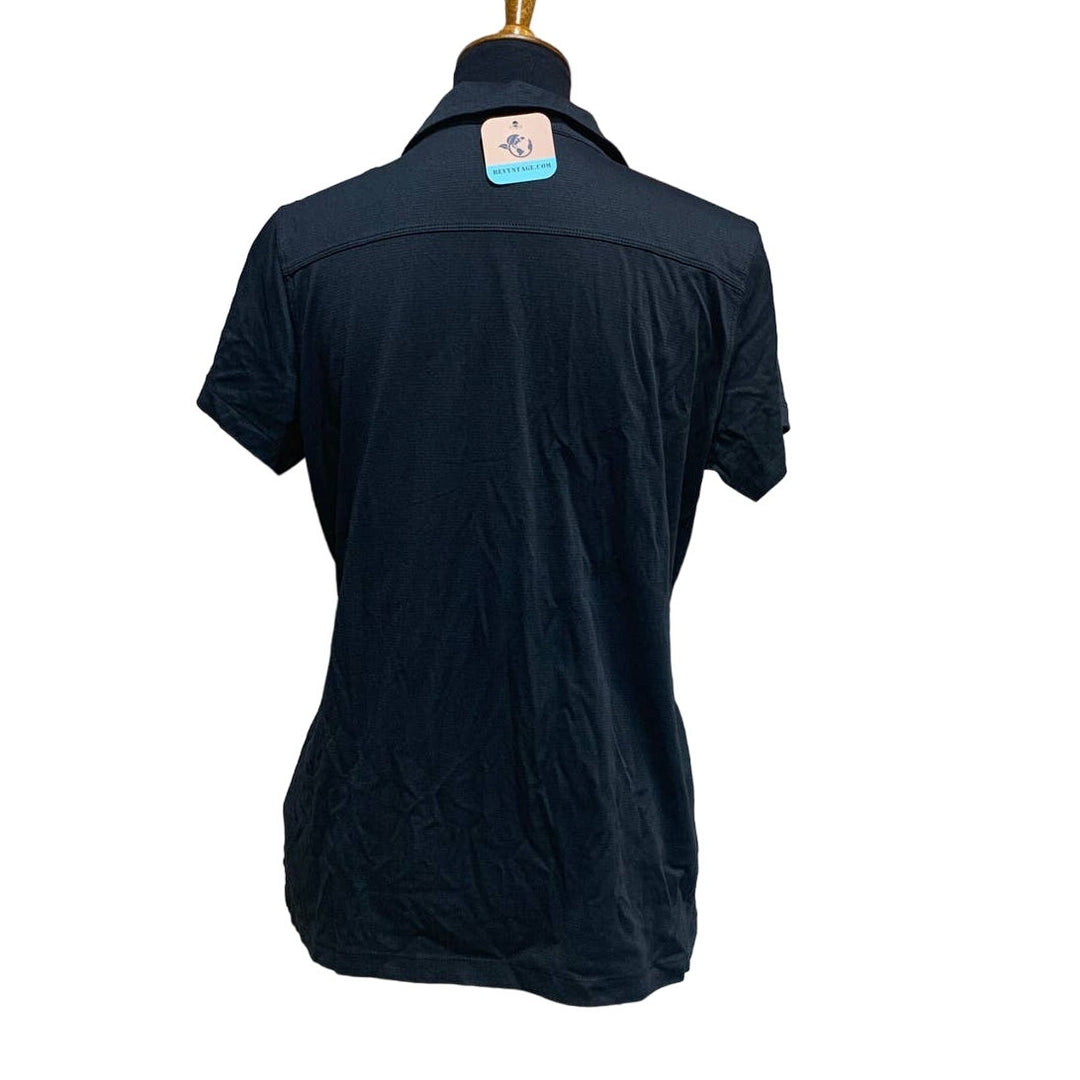 Upcycled Hand Printed Large Port Authority Black Short Sleeve Collared Shirt