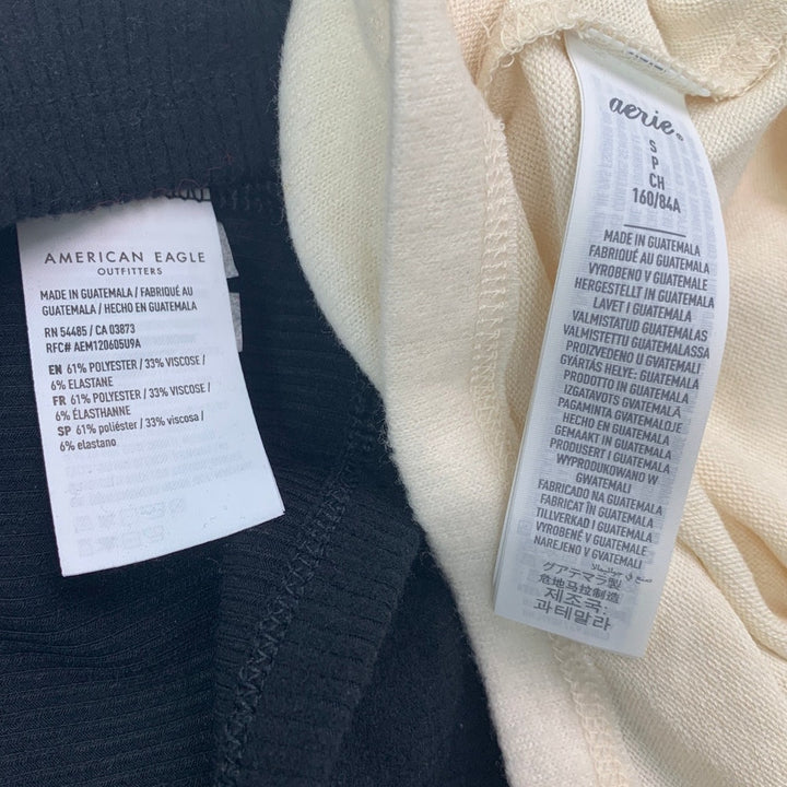 2 New American Eagle Womens Small Black Off White Thin Strap Tank Tops