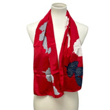 Vintage Vera Rectangular Fall Leaves Red Acetate Fashion Scarf Accessory