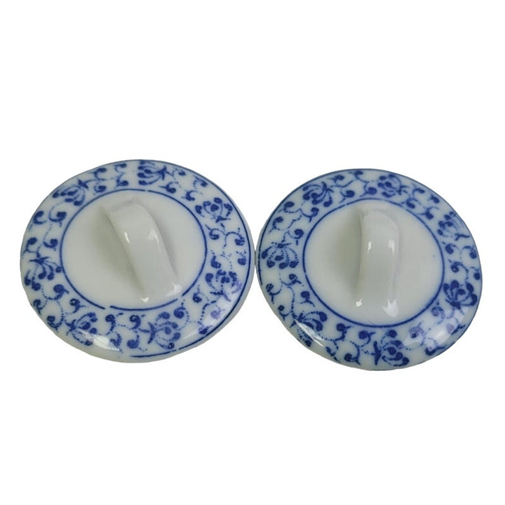Vintage Mini Ceramic Doll Teapot Teacup Plates Cups Blue Floral Set