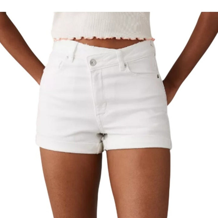 New American Eagle Womens Size 8 White Mom Short Jorts Denim Jean Shorts