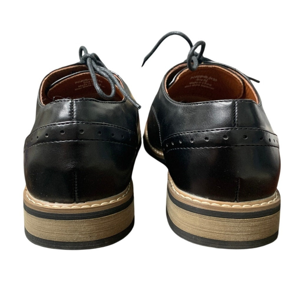 Silent Care Mens Size 8.5 Black Faux Leather Lace Up Classic Oxford Formal Shoes