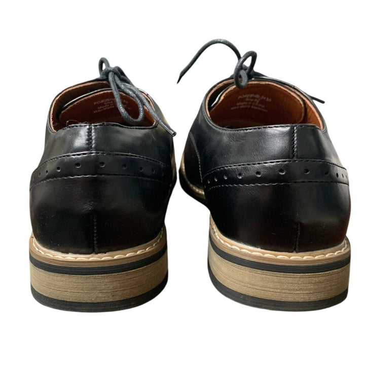 Silent Care Mens Size 8.5 Black Faux Leather Lace Up Classic Oxford Formal Shoes