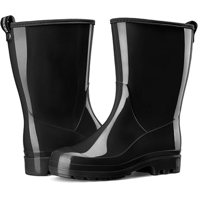 New Hisea Womens Size 7 Black Slide On Waterproof Mid Calf Garden Rain Boots