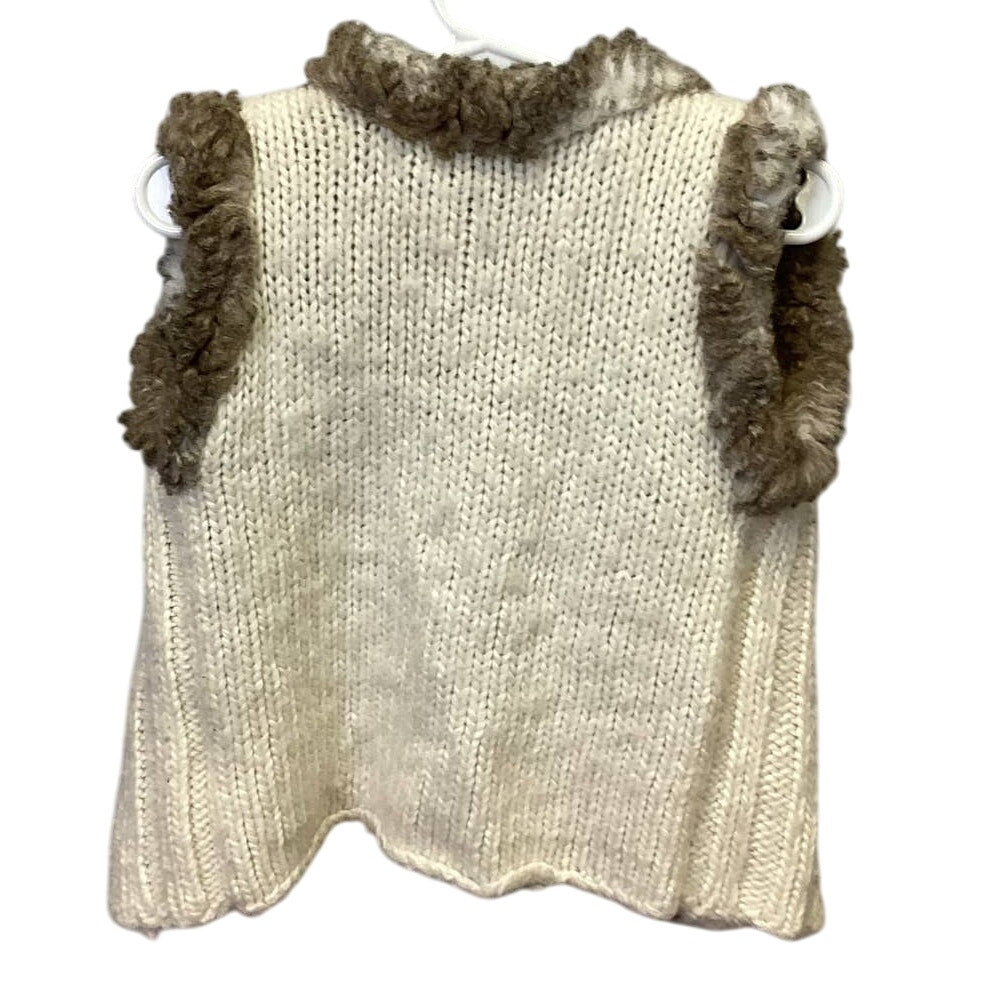 H&amp;M Child Size 5 Sleeveless Faux Fur Wool Blend Open Cardigan Knit Sweater Vest