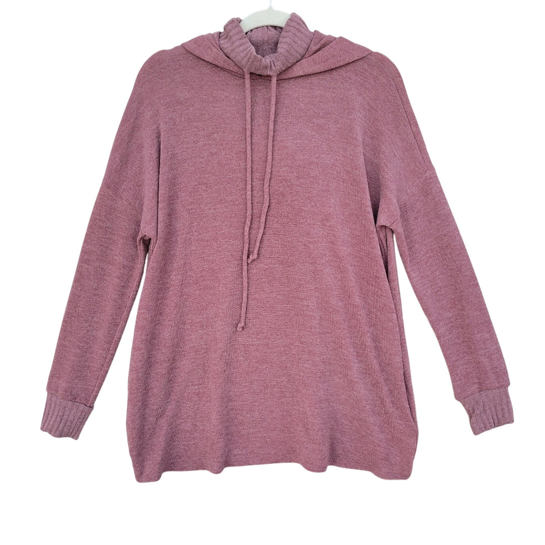New Mitto Shop Womens Medium Dark Mauve Turtleneck Sweater Hoodie With Pockets