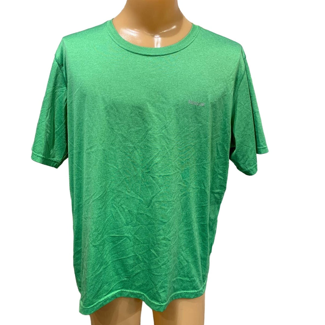 Reebok XL Mens Green Short Sleeve 100% Polyester Crew Neck Athletic Tee