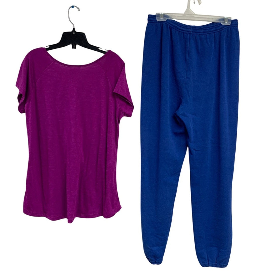 Lot of 2 Avenue Jerzees Womens XL 14 Short Sleeve T Shirt Sweatpants Outfit