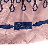Vintage Paoli Pink Blue Square Geometric Buckle Strap Silk Like Fashion Scarf