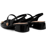 Womens Size 10 Black Faux Leather Slingback Mary Jane 1.75" Block Heel Shoes