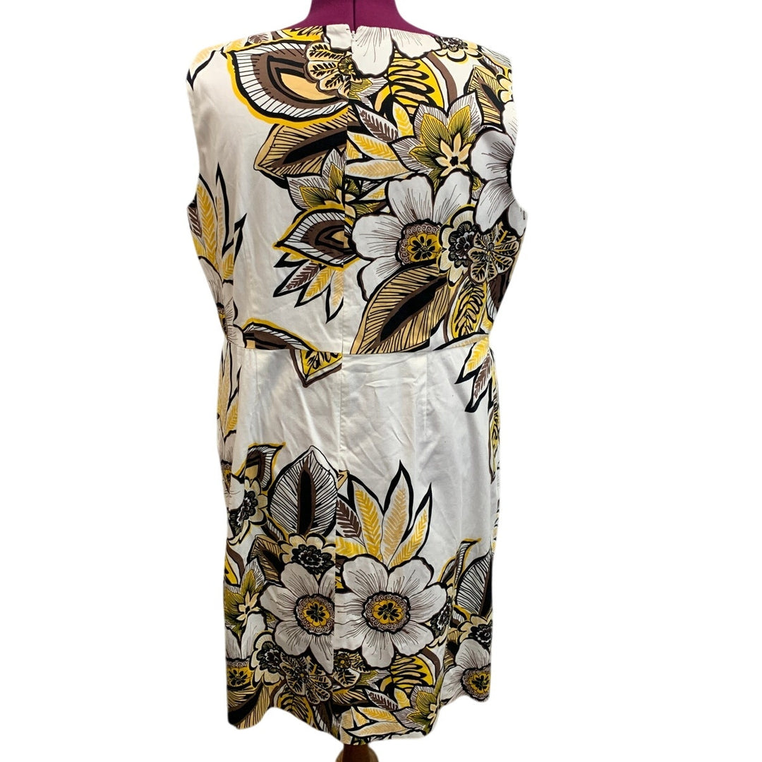 Jones New York Woman Size 20W Large Floral Print Sleeveless Sheath Dress