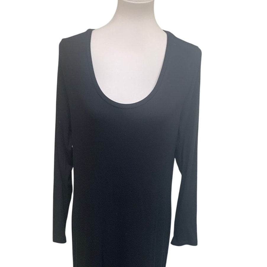 New On 34th Womens Large Stretchy Long Sleeve Scoop Neck Rayon Spandex Dress