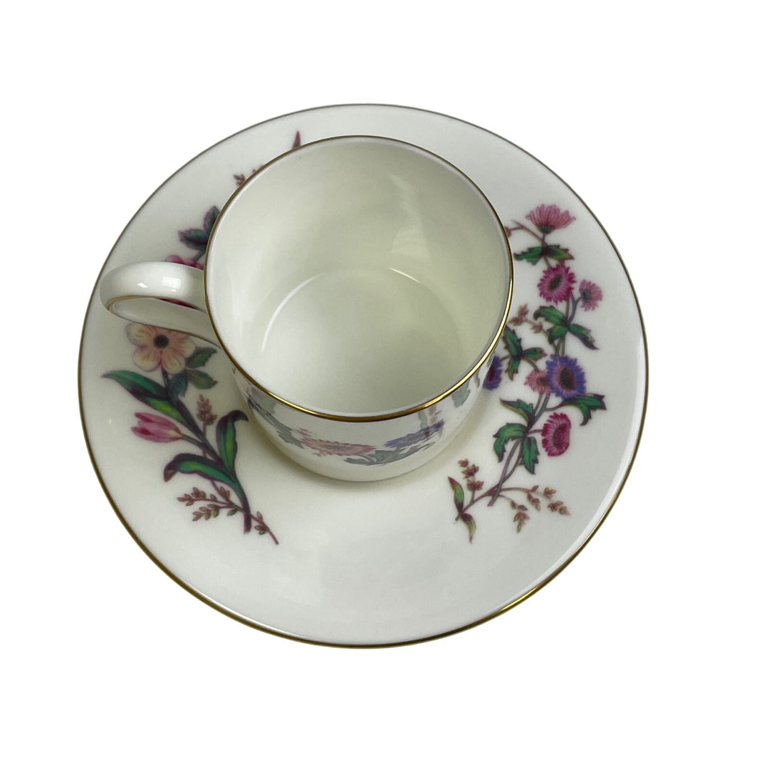 Vintage Wedgwood Devon Sprays England Cup &amp; Saucer Floral Bone China Teacup Set