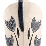 Wiralomi Womens Size 8.5 Beige Black Brown Faux Leather Floral Cowboy Boot Shoes