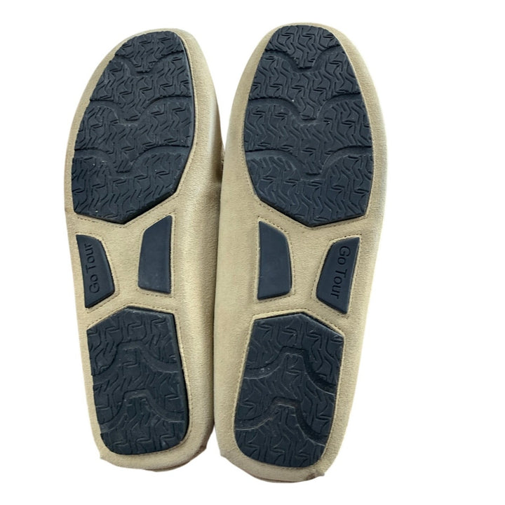 Go Tour Mens Size 11.5 Tan Faux Suede Slide On Anti-Slip Slippers Driving Shoes