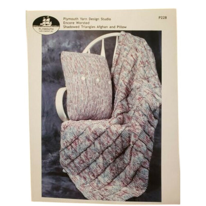 New Plymouth Yarn P228 Encore Worsted Shadowed Triangles Afghan Knitting Pattern