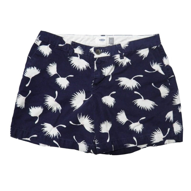 2 ELLE Old Navy Womens Size 4 Blue Floral Short Cotton Blend Shorts w Pockets