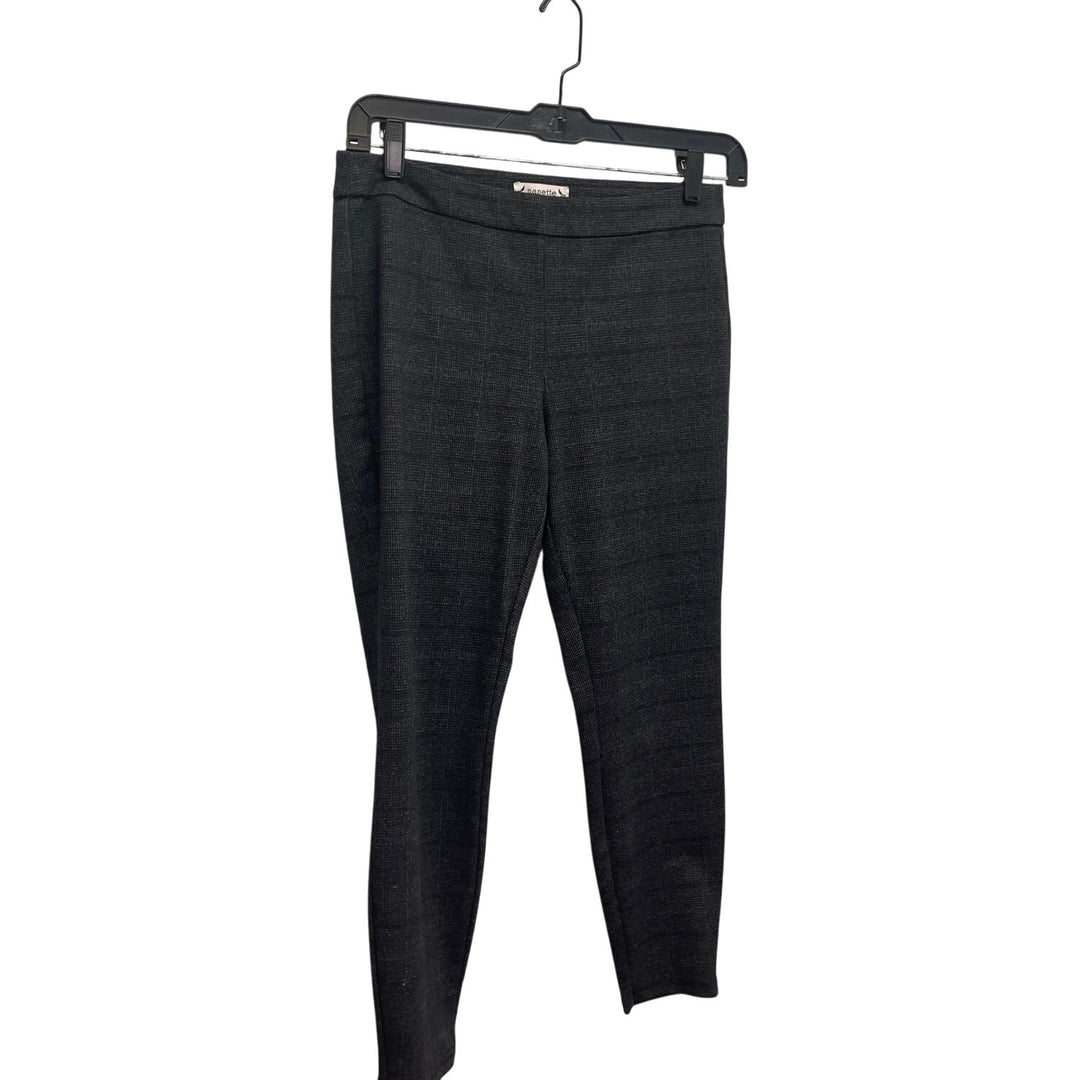 Nanette Lepore Womens Medium Black Gray Plaid Rayon Blend Pull On Pants