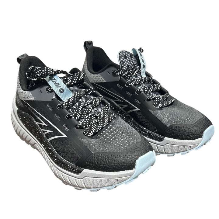 Hi-Tec Womens Size 6.5 Black Gray Spotted Lace Up Comfort Athletic Tennis Shoes